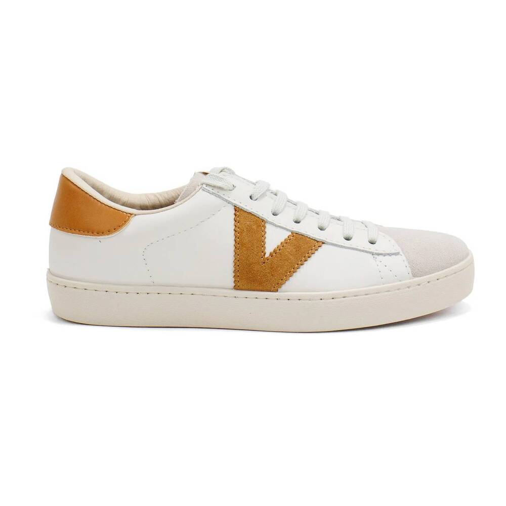 NEW VICTORIA women's berlin casual low top leather sneakers in cuero
